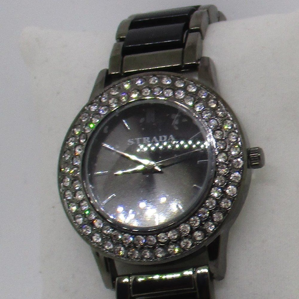 STRADA Watch Austrian Crystal Black Band